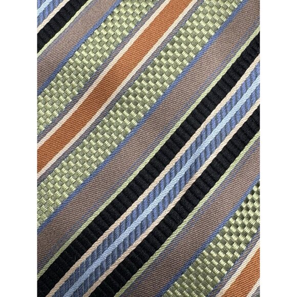 JZ Richards Boulder Men's Tie 63" Textured Striped Silk Green Blue Black USA - Picture 2 of 5